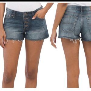New Lucky Brand The Cut Off Denim Jean Shorts Exposed Button